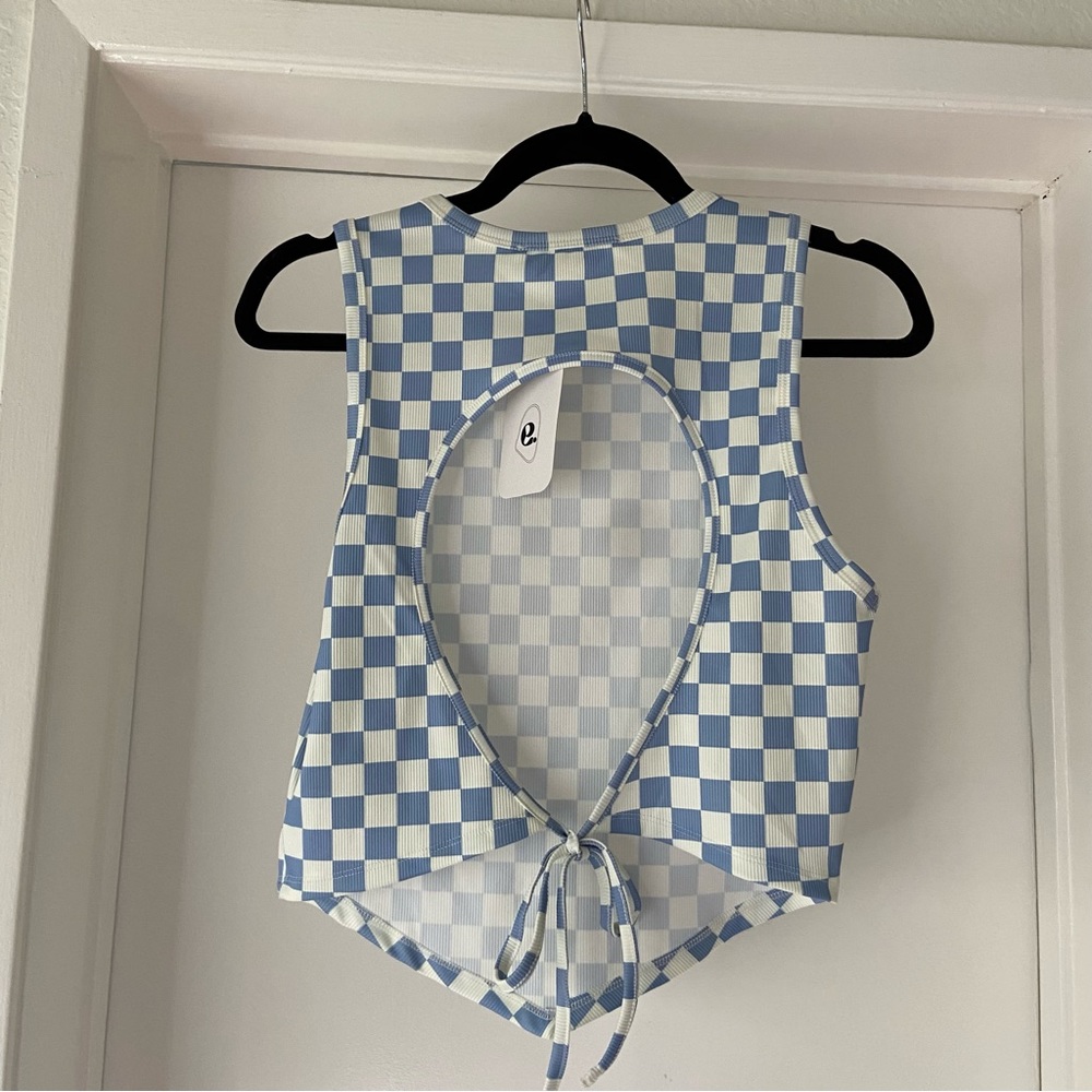 Elodie Checkered Cutout Top - Picture 5 of 6